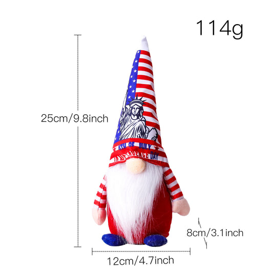 Independence Day Liberty Rudolph Doll Fan Flag American National Day Goddess Statue Hat Faceless Doll Outdoor Festive Decoration