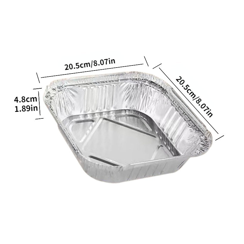 8"x8" Disposable Aluminum Foil Meal Prep Cookware Square Pans, Oven, Toaster, Grill, Cooking, Roasting, Broiling, Baking, Event, Take Out, Restaurant