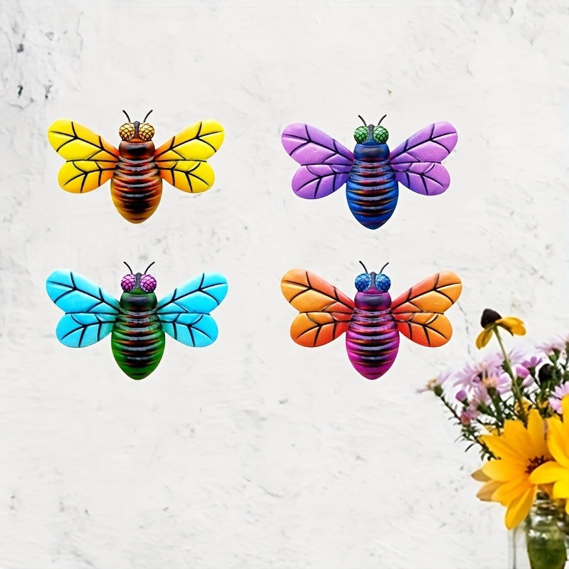 1pc/4pcs, Metal Colorful Bee Wall Decor, Bee Metal Wall Decor, Bee Metal Wall Art, Wall Decor, Metal Home Decor Wall Sculpture, Outside Decor