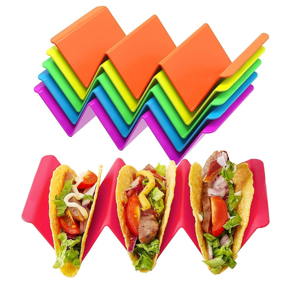 1pc/6pcs Colorful Taco Holder Stands - Premium Large Taco Tray Plates Holds Up To 3 Or 2 Tacos Each; PP Health Material Very Hard And Sturdy; Dishwasher & Microwave Safe