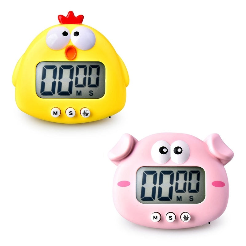 Kitchen Timer; Cute Cartoon Pig Electronic Countdown Timer; LCD Digital Cooking Timer Cooking Baking Assistant Reminder Tool