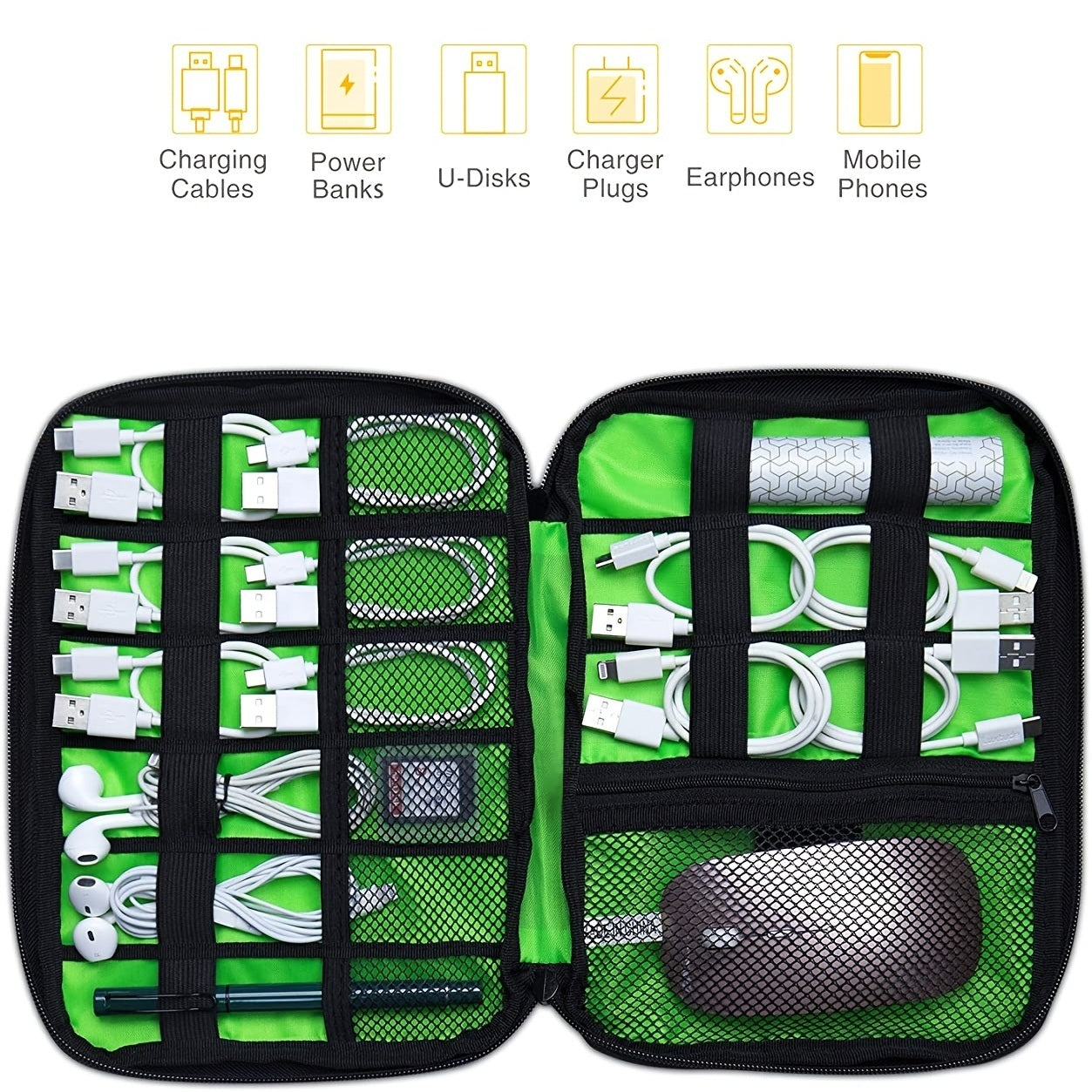 1pc Cord Organizer; Compact Electronics Organizer; Portable Tech Bag; Travel Cable Case; Travel Essentials For Cable Storage; Cord Storage And Electronic Accessories