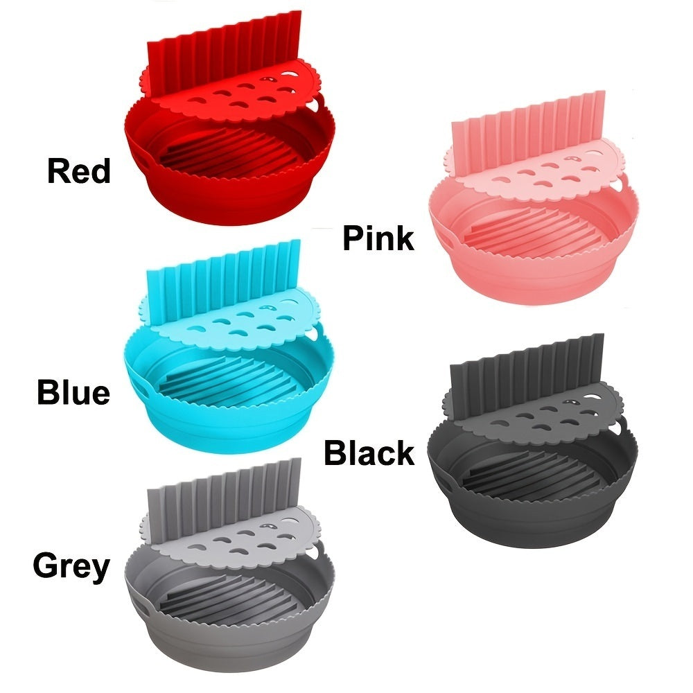 1pc Foldable Air Fryer Silicone Pot With Split Pad Basket Liner Mat Non-Stick For Oven Baking Tray Pizza Plate Grill Pot Tray