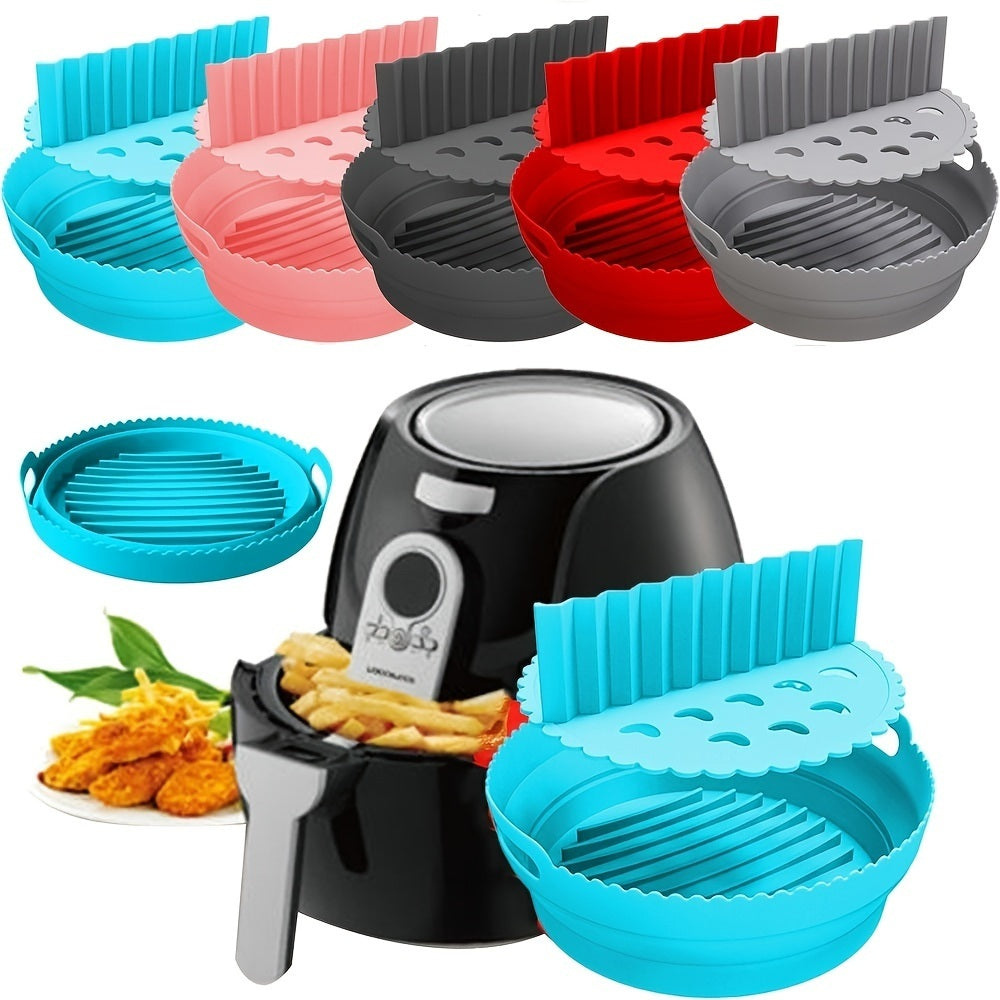 1pc Foldable Air Fryer Silicone Pot With Split Pad Basket Liner Mat Non-Stick For Oven Baking Tray Pizza Plate Grill Pot Tray