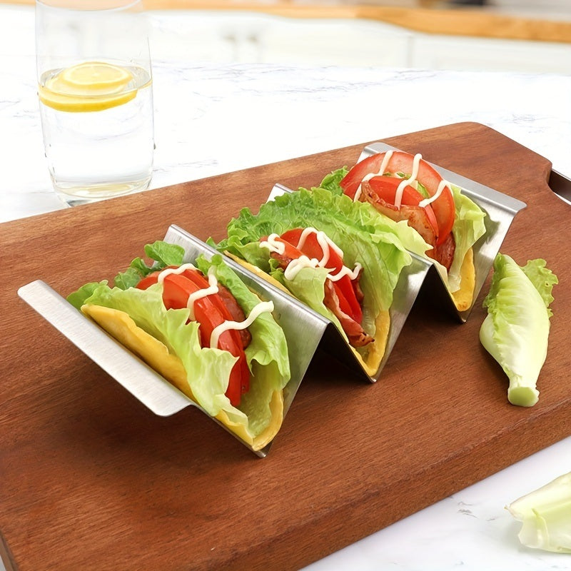 2pcs Taco Holders; Stainless Steel Taco Bracket Tray; Mexican Tortilla Tray; Suitable For Baking; Dishwasher And Barbecue; Kitchen Accessories