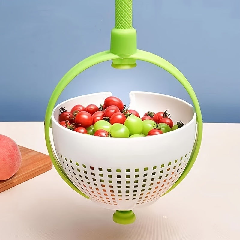 1pc Vegetable Drain Basket; Kitchen Vegetable Washing Basin; Salad Spinner; Fruit Washing Vegetable Basket; Kitchen Salad Washing Basin; Salad Fruit Vegetable Dehydrator; Draining Supplies