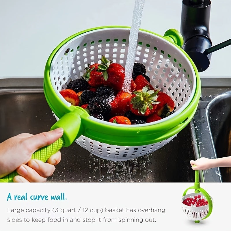 1pc Vegetable Drain Basket; Kitchen Vegetable Washing Basin; Salad Spinner; Fruit Washing Vegetable Basket; Kitchen Salad Washing Basin; Salad Fruit Vegetable Dehydrator; Draining Supplies