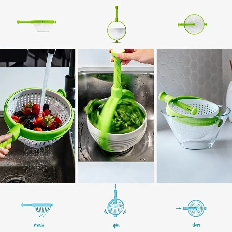 1pc Vegetable Drain Basket; Kitchen Vegetable Washing Basin; Salad Spinner; Fruit Washing Vegetable Basket; Kitchen Salad Washing Basin; Salad Fruit Vegetable Dehydrator; Draining Supplies