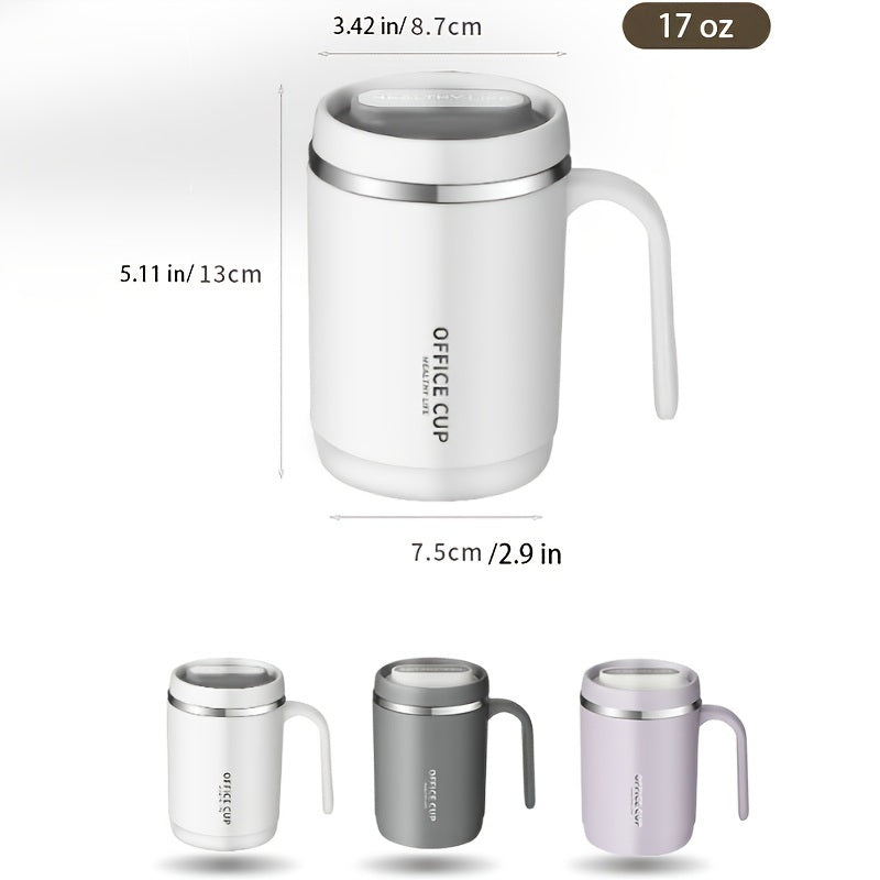 1pc Stainless Steel Cups With Lid; 16 Oz 304 Stainless Steel Tumblers Durable Coffee Mug With Splash Proof Sliding Lid; Drink With Lid Open; Non-Insulated Mug; Without Straw