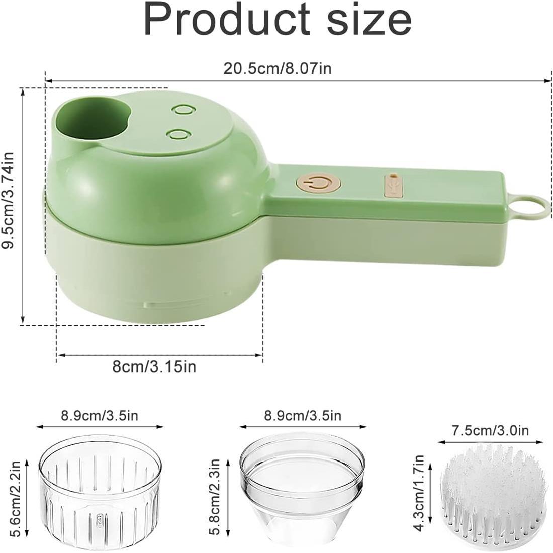 1pc 4 In 1 Vegetable Chopper Handheld Electric Vegetable Cutter Set Portable Wireless Garlic Mud Masher Garlic Press And Slicer Set Multifunctional Electric Mini Food Processor