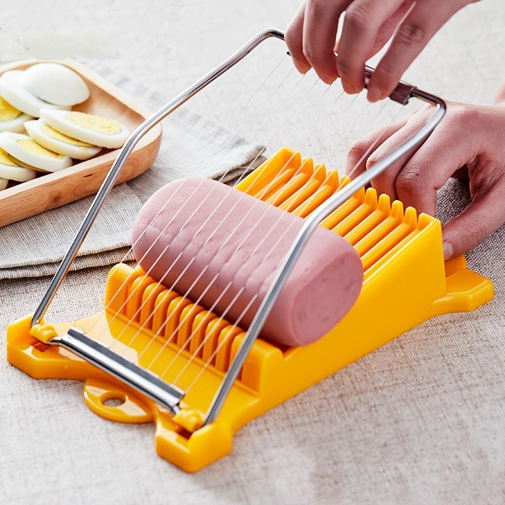 1pc, Multifunctional Luncheon Meat Cutter, Stainless Steel Egg Cutter, Cutting 10 Pieces For Fruit Onion Soft Food Roast Legs, Spam Slicer, Kitchen Tools