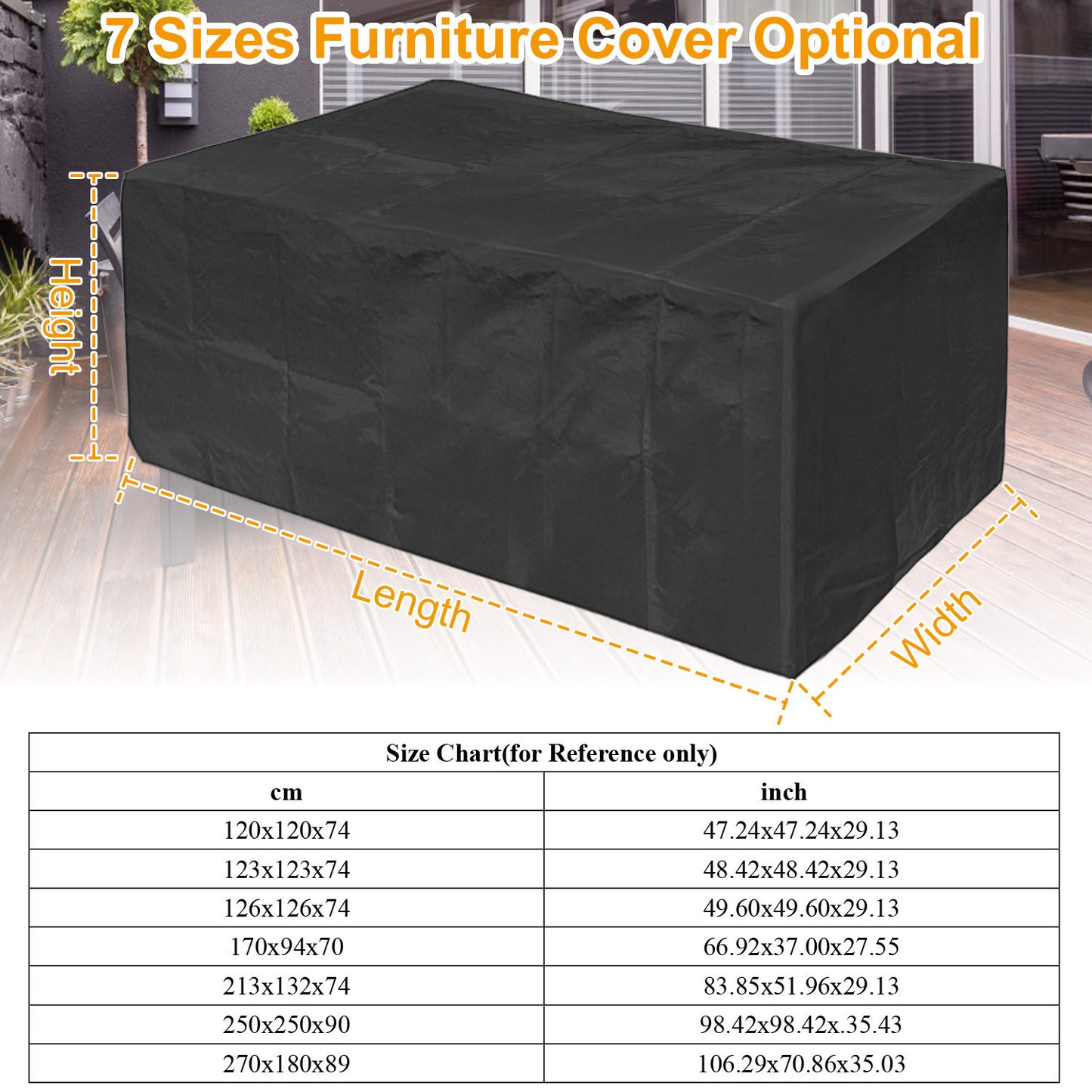 210D Waterproof Outdoor Furniture Cover Windproof Dustproof Patio Furniture Protector Oxford Cloth Garden M Size