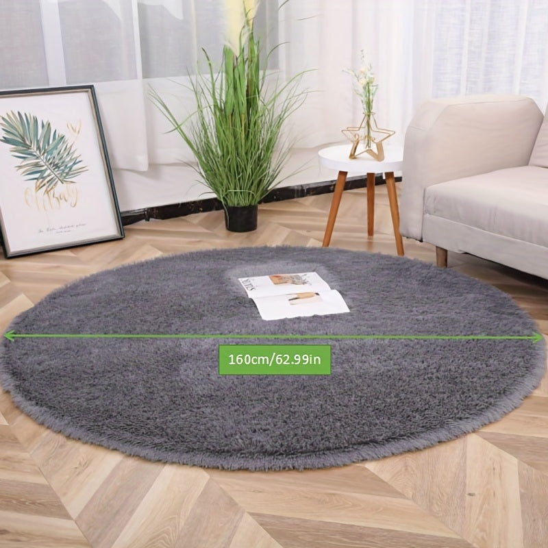 1pc, Plush PV Velvet Area Rug, 62.99", American Style Round Rug, Floor Deocr