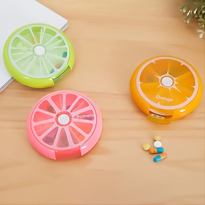 1pc Cute Fruit Shape Medicine Box; Portable Rotating Pill Box For Outdoor Travel Camping Household