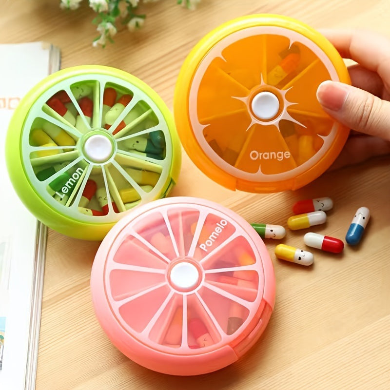 1pc Cute Fruit Shape Medicine Box; Portable Rotating Pill Box For Outdoor Travel Camping Household