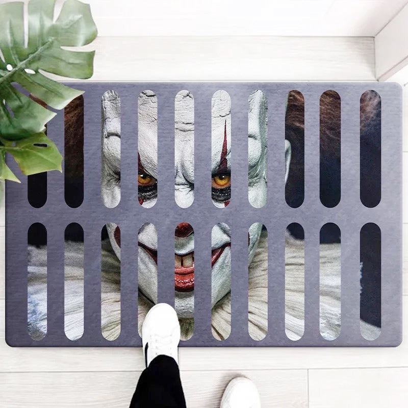 3D Clown Trap Visual Carpet Living Room Bedroom Floor Mat Halloween Carpet Sewer Manhole Cover Clown Horror Vortex Home Carpet