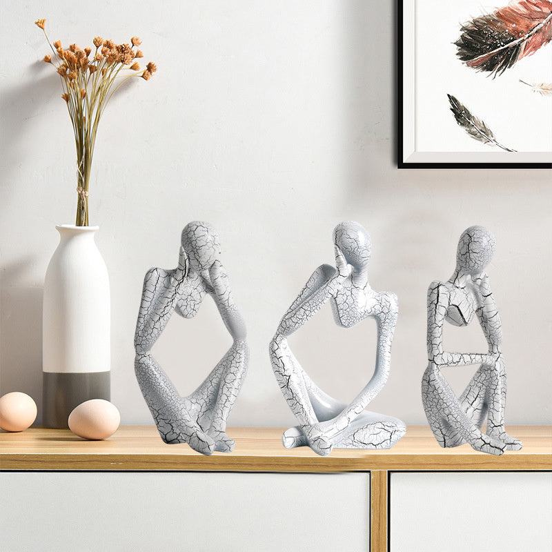 Nordic Art Abstract Thinker Statue Home Crafts Resin Statues Abstract Figure Sculpture Small Ornaments Office Home Desktop Decor