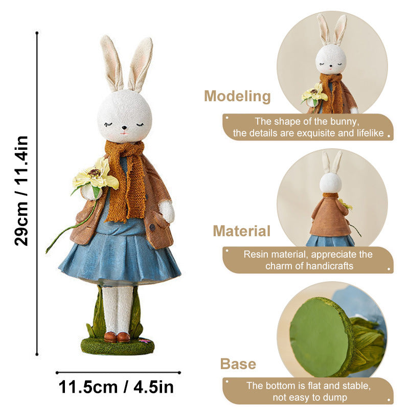 Cute Resin Rabbit Table Ornament Standing Rabbits Bunny Decorations Easter Party Home Garden Wedding Ornament Happy Easter Decor