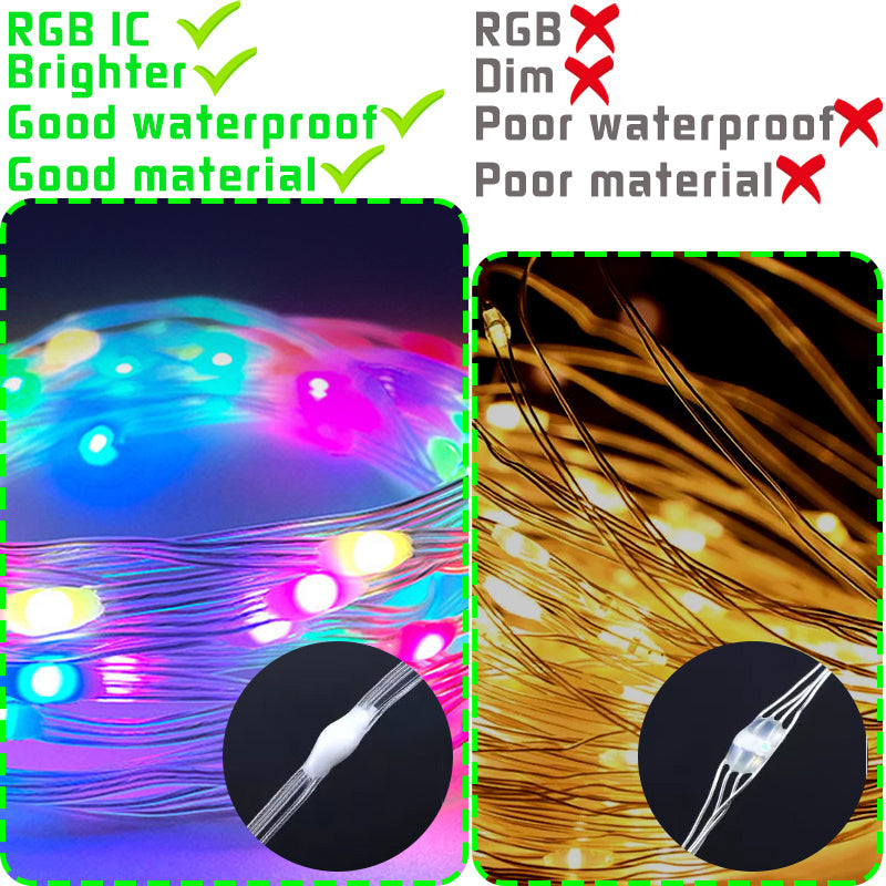 RGB IC Christmas Smart Fairy Light Bluetooth APP Control LED String Light Music Rhythm Waterproof 2023 Xmas Light Party New Year