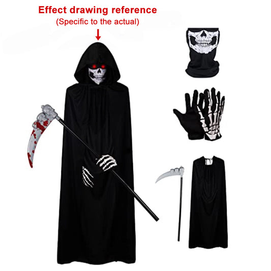 1 Set Halloween Grim Reaper Cloak Costumes Reaper Black Cape Terror Death Hook Sickle Horr Halloween Party Cosplay Costume Props