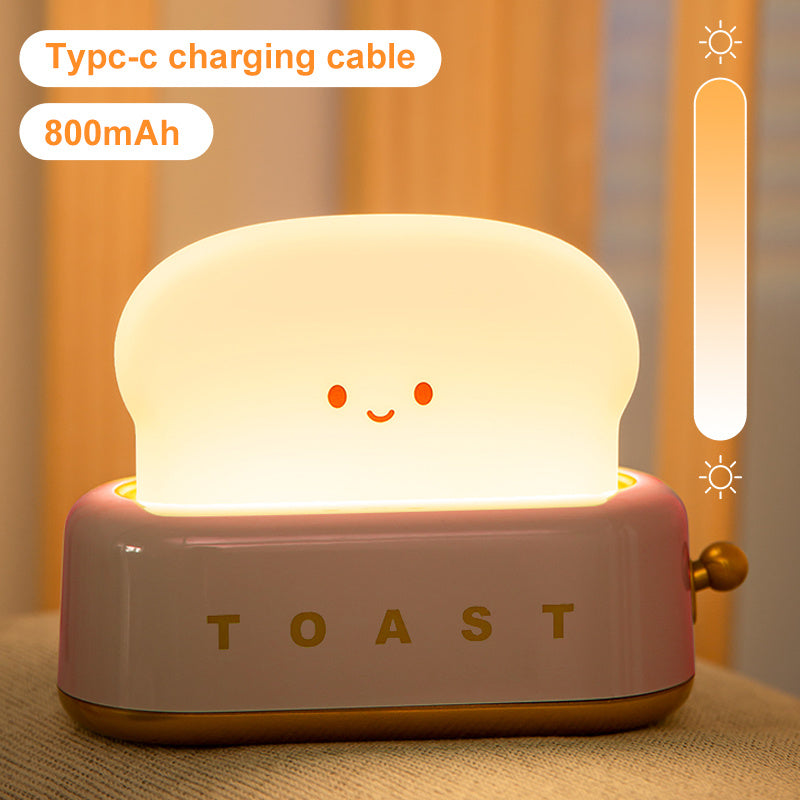 LED Creative Toast Night Light Bread Machine Lights Charging Dimming Toast Lamp Bedroom Children Timing Sleep Lamps Bedside Gift