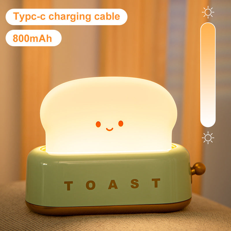 LED Creative Toast Night Light Bread Machine Lights Charging Dimming Toast Lamp Bedroom Children Timing Sleep Lamps Bedside Gift