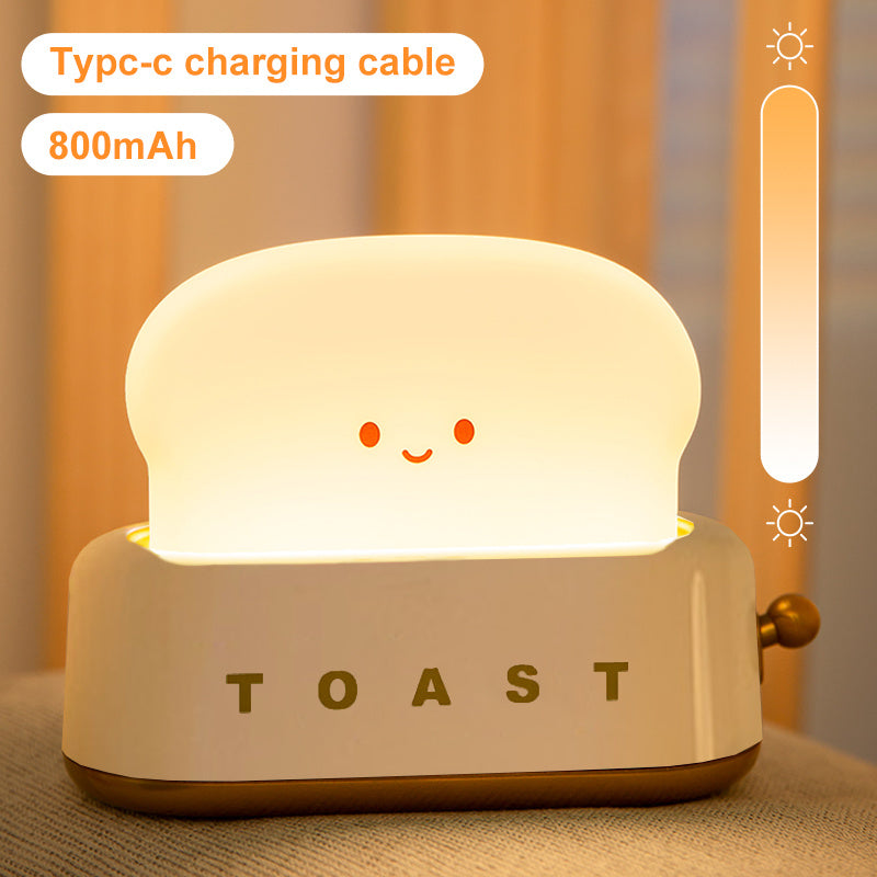 LED Creative Toast Night Light Bread Machine Lights Charging Dimming Toast Lamp Bedroom Children Timing Sleep Lamps Bedside Gift