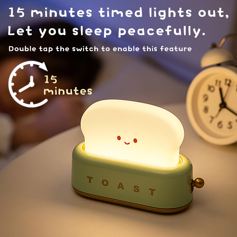 LED Creative Toast Night Light Bread Machine Lights Charging Dimming Toast Lamp Bedroom Children Timing Sleep Lamps Bedside Gift