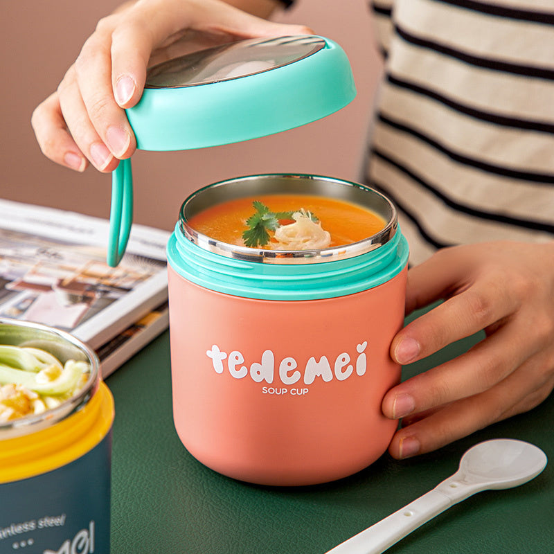 530/710ml Stainless Steel Lunch Box Food Cup With Spoon Thermo Lunchbox Thermal Jar Insulated Soup Container Breakfast Tableware