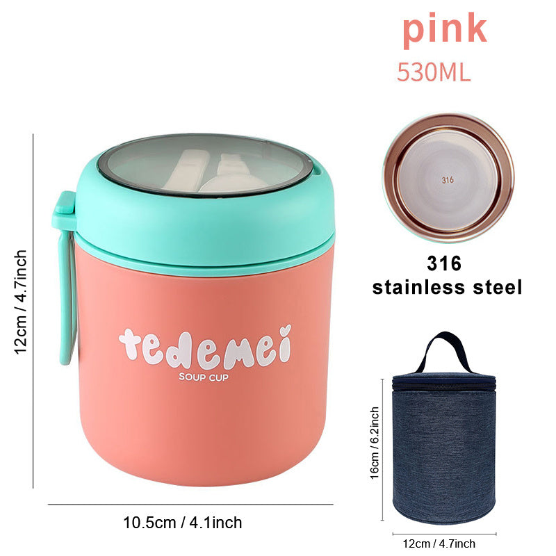 530/710ml Stainless Steel Lunch Box Food Cup With Spoon Thermo Lunchbox Thermal Jar Insulated Soup Container Breakfast Tableware