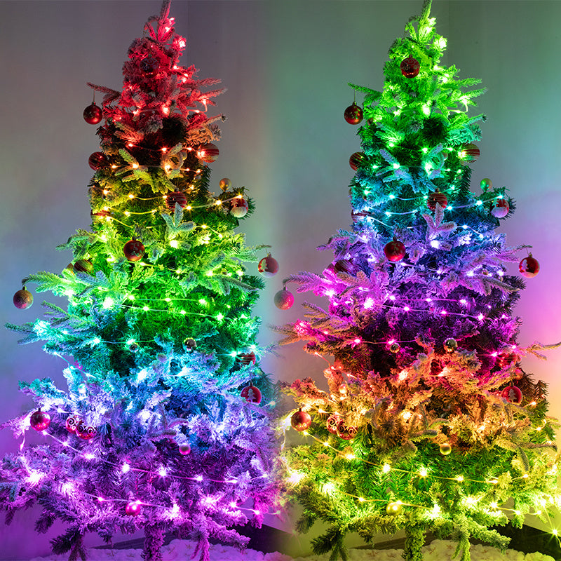 2023 Bluetooth RGB IC Christmas Fairy Light APP Control LED String Light Smart Music Rhythm Waterproof Xmas Light New Year Party