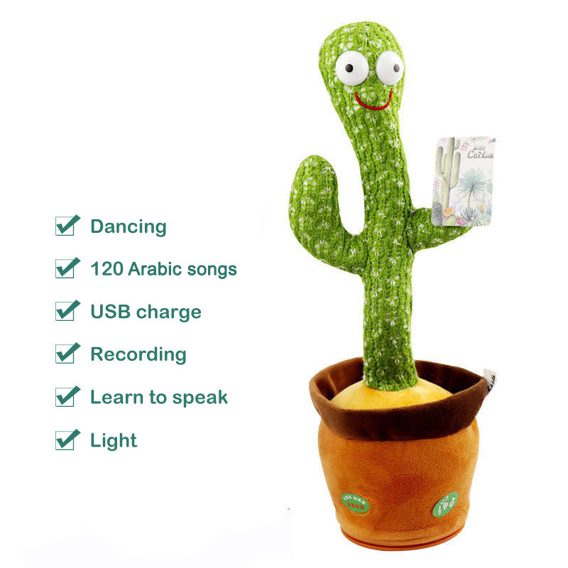 Dancing Talking Cactus Toy Mexican Style Dancing with Lighting Singing Cactus Recording and Repeat Your Words Plush Toy for Kids