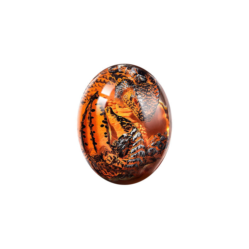 1 Set Lava Dragon Egg Crystal Transparent Resin Statue Luminous Dinosaur Eggs Souvenir Resin Craft Ornamental Home Decor Gifts