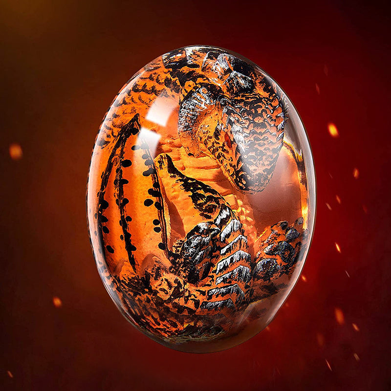 1 Set Lava Dragon Egg Crystal Transparent Resin Statue Luminous Dinosaur Eggs Souvenir Resin Craft Ornamental Home Decor Gifts