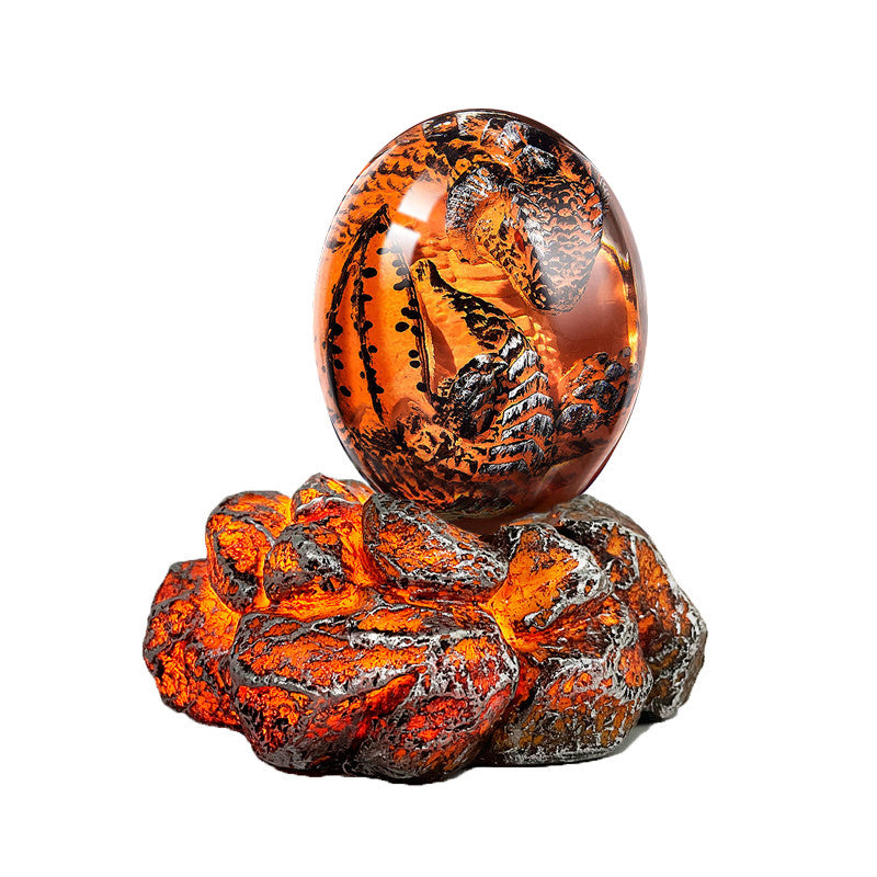 1 Set Lava Dragon Egg Crystal Transparent Resin Statue Luminous Dinosaur Eggs Souvenir Resin Craft Ornamental Home Decor Gifts