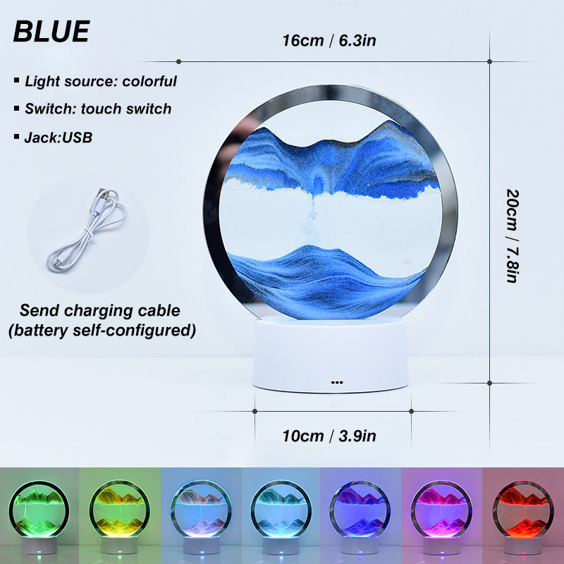 2023 Creative 3D Moving Sand Art Night Light Quicksand Painting Table Lamp LED Lights Hourglass Christmas Gift Home Office Decor