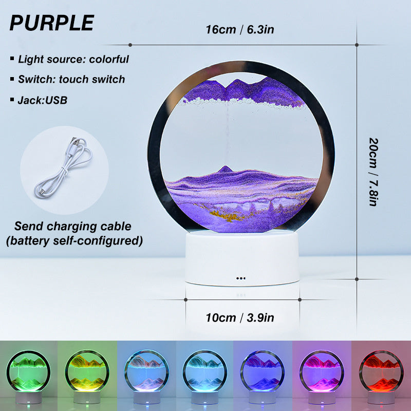 2023 Creative 3D Moving Sand Art Night Light Quicksand Painting Table Lamp LED Lights Hourglass Christmas Gift Home Office Decor