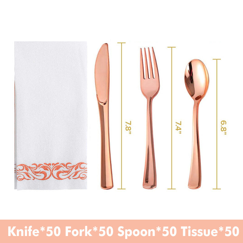 50pcs Gold/Silver Disposable Forks Plastic Tableware Dessert Knives Forks Spoon Cutlery Set Wedding Birthday Party Decor Supply