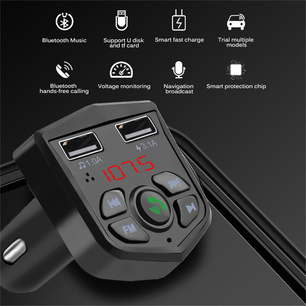 KEBIDU Car Bluetooth 5.0 FM Transmitter 3.1A Dual USB Fast Charger Wireless Handsfree Audio Receiver Auto MP3 Player For Car