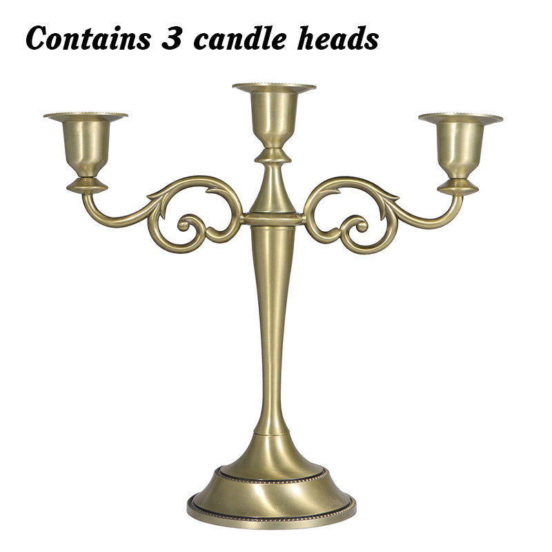 3/5-Arm Metal Plated Candle Holders Retro Candelabra European Style Simple Romantic Candlestick Pillar Wedding Party Centerpiece