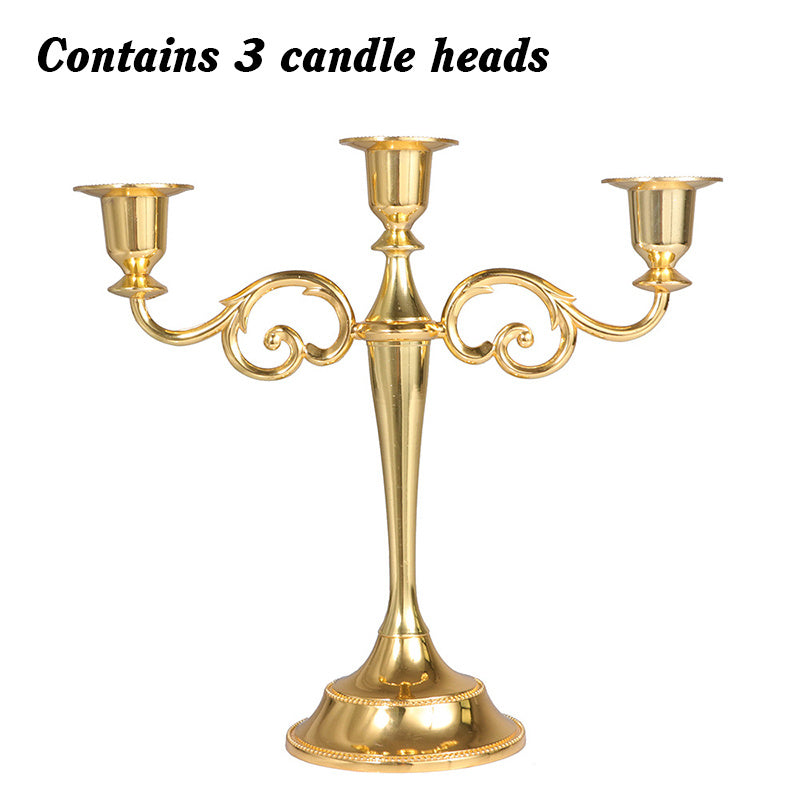 3/5-Arm Metal Plated Candle Holders Retro Candelabra European Style Simple Romantic Candlestick Pillar Wedding Party Centerpiece