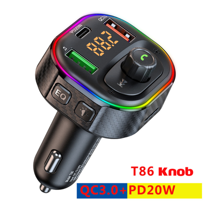 Korseed Car FM Transmitter Bluetooth 5.0 MP3 Audio Player QC3.0+PD Fast Charging Wireless Handsfree Car Kit with LED Backlit