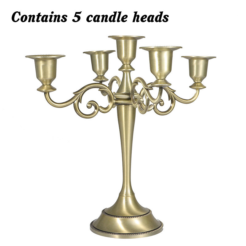 3/5-Arm Metal Plated Candle Holders Retro Candelabra European Style Simple Romantic Candlestick Pillar Wedding Party Centerpiece