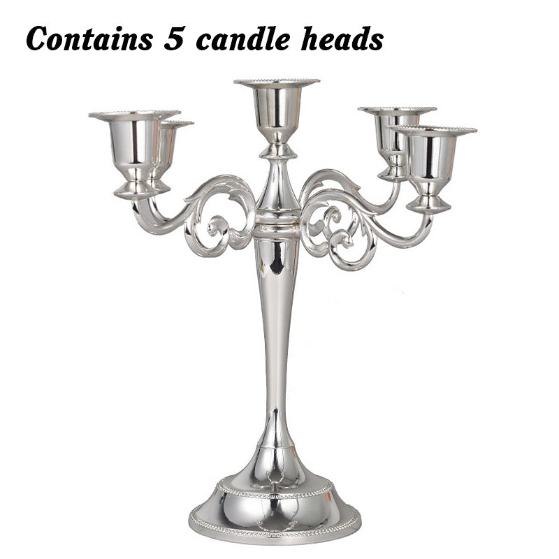 3/5-Arm Metal Plated Candle Holders Retro Candelabra European Style Simple Romantic Candlestick Pillar Wedding Party Centerpiece