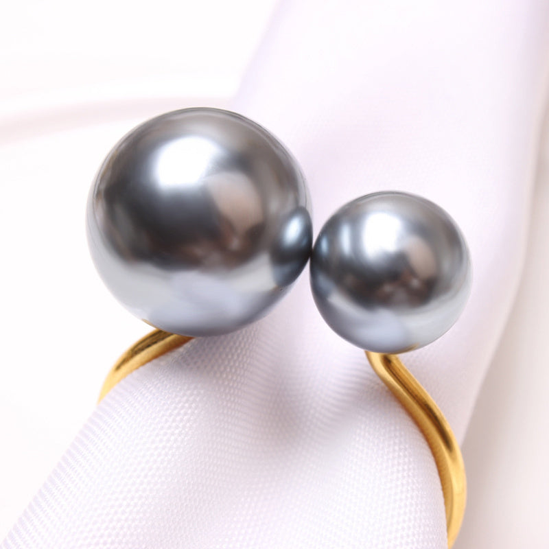 2023 Elegant Pearls Napkin Rings Metal Napkin Holders U-Shaped Napkin Buckle Wedding Gifts Party Christmas Festival Table Decor