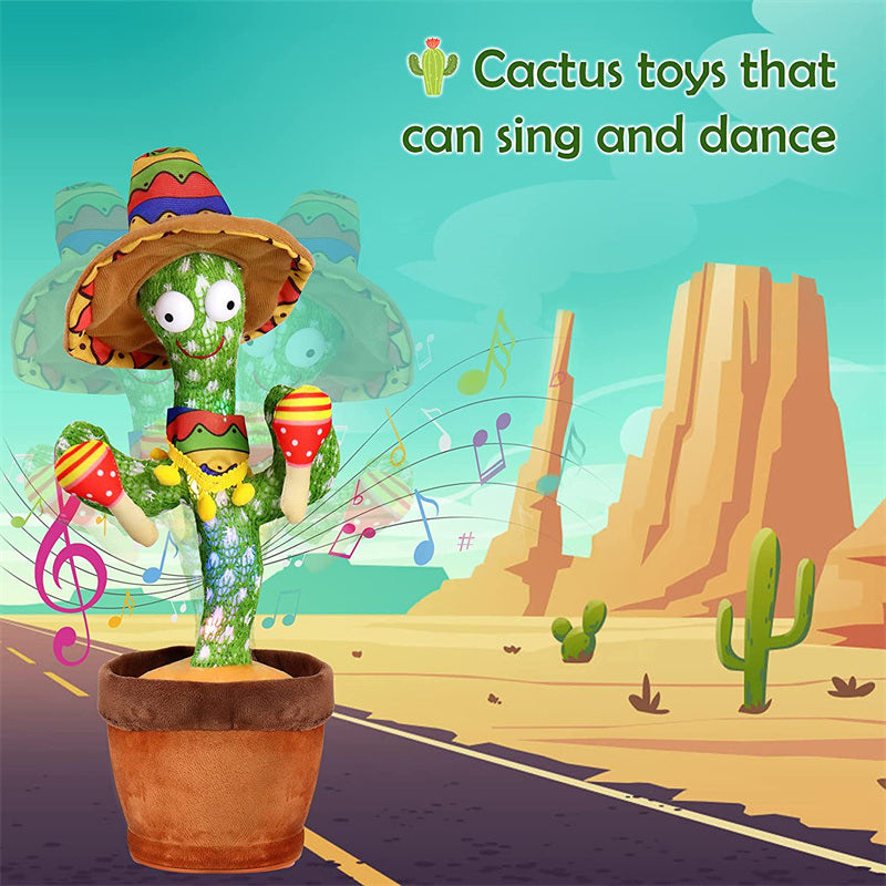 Dancing Cactus Toy Repeats What You Say Electronic Dancing with Lighting Toys Recording Singing Spanish Language Song for Kids