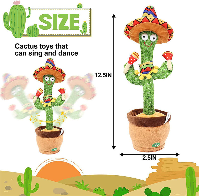 Dancing Cactus Toy Repeats What You Say Electronic Dancing with Lighting Toys Recording Singing Spanish Language Song for Kids