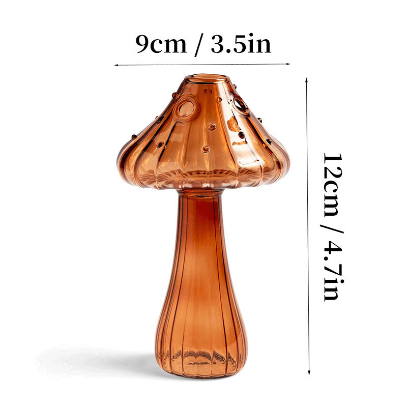 7 Style Mushroom Glass Vase Creative Hydroponics Vases Aromatherapy Bottle Desktop Crafts Ornament Living Room Home Office Decor