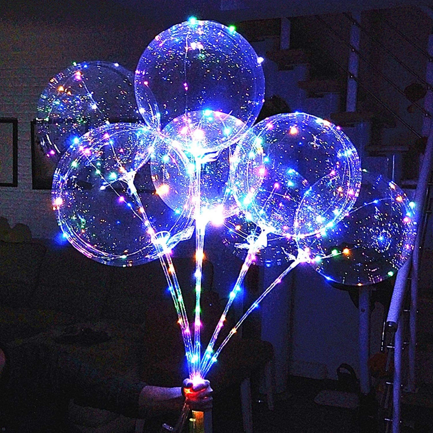 10Pcs Led Balloon With Sticks Luminous Transparent Helium Bobo Balloons Glow Flashing Wedding Festival Birthday Party Decor Gift