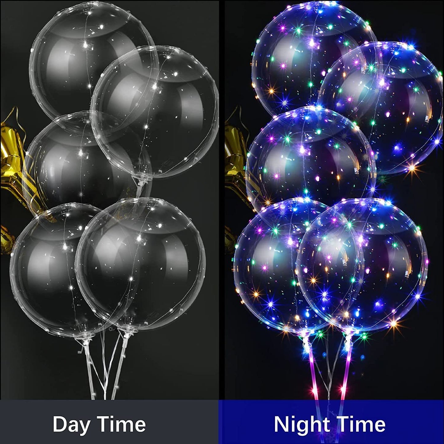 10Pcs Led Balloon With Sticks Luminous Transparent Helium Bobo Balloons Glow Flashing Wedding Festival Birthday Party Decor Gift